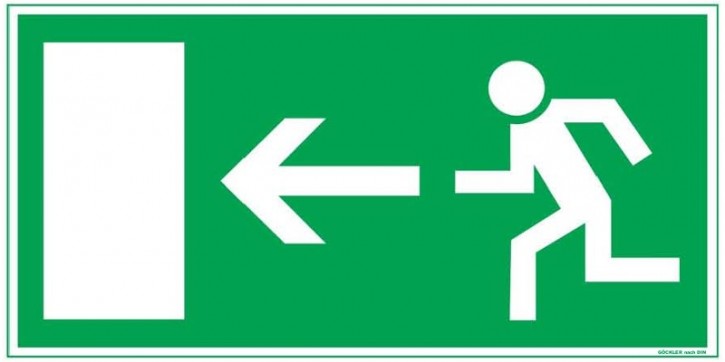 Göckler Pfeil nach links-Flucht-Rettungswegzeichen-Symbol-Schild BGV A8 F10