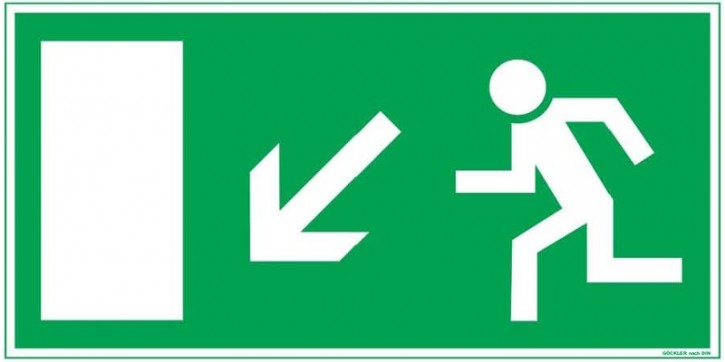 Göckler Pfeil nach links-abwärts-Flucht-Rettungswegzeichen-Symbol-Schild BGV A8 F40