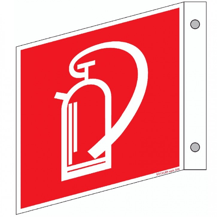 Göckler Fahnenschild mit Feuerlöscher-Symbol-Schild  Gr.:150 x 150 mm