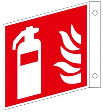 Göckler Fahnenschild mit Feuerlöscher-Symbol-Schild Gr.:150 x 150 mm
