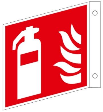 Göckler Fahnenschild mit Feuerlöscher-Symbol-Schild  Gr.: 200 x 200 mm