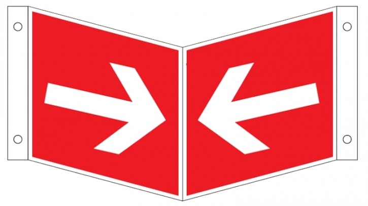 Göckler Winkelschild / Nasenschild mit Pfeil-Gerade-Richtungsangabe-Schild BGV A8 F01