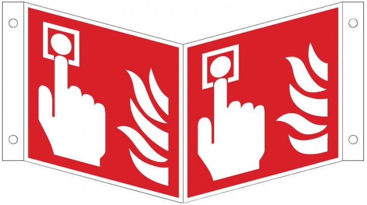 Göckler Winkelschild / Nasenschild mit Brandmelder (manuel)-Schild ISO 7010 F005