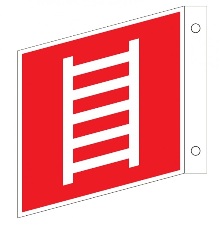 Göckler Fahnenschild mit Leiter-Rettungsleiter-Schild BGV A8 F04