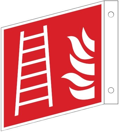 Göckler Fahnenschild mit Leiter-Rettungsleiter-Schild ISO 7010 F003