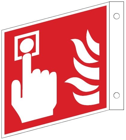 Göckler Fahnenschild mit Brandmelder (manuel)-Schild ISO 7010 F005