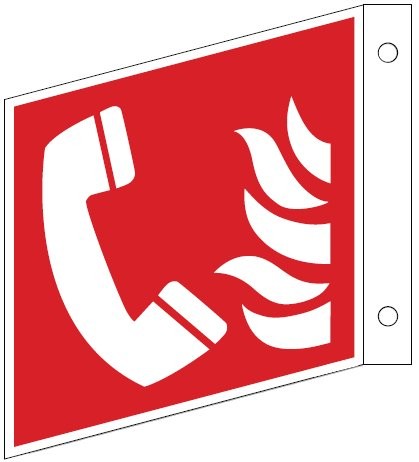 Göckler Fahnenschild mit Brandmeldetelefon-Schild ISO 7010 F006