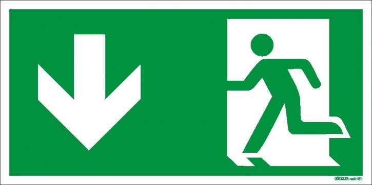 Göckler Pfeil nach unten-Notausgang-Flucht-Rettungswegzeichen-Symbol-Schild ISO 7010