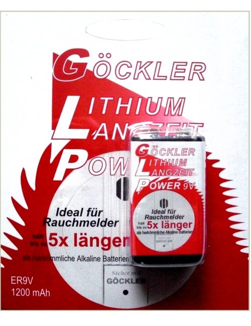 9 Volt Göckler Lithium  Blockbatterie