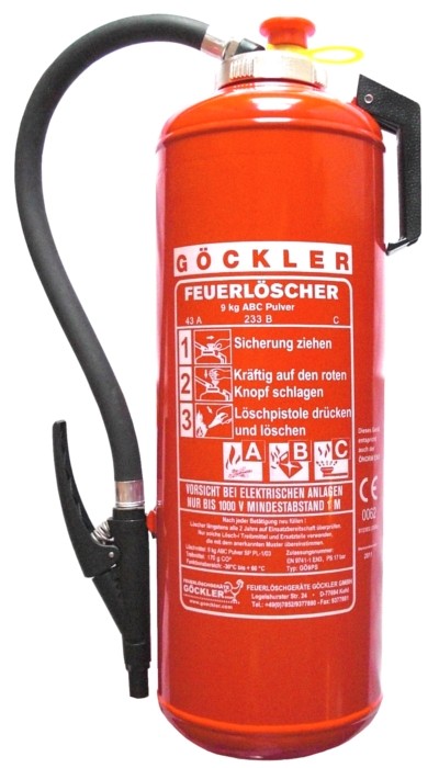 9 kg Göckler ABC-Pulver-Auflade-Feuerlöscher DIN EN 3