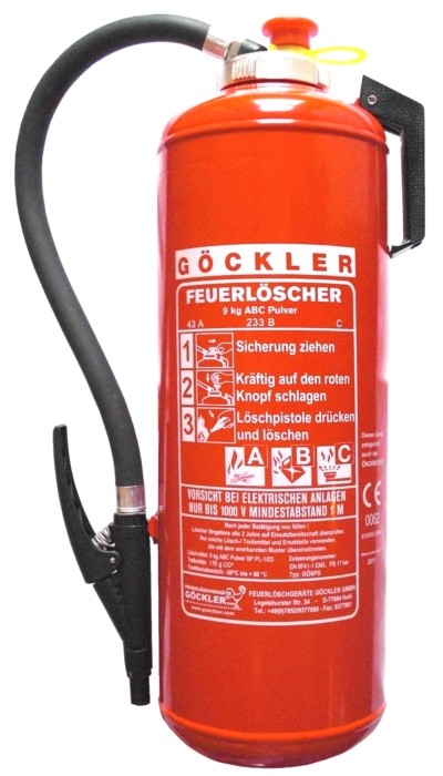 6 kg ABC Pulver Auflade Feuerlöscher EN 3 Brandklasse A/ B/ C 43A