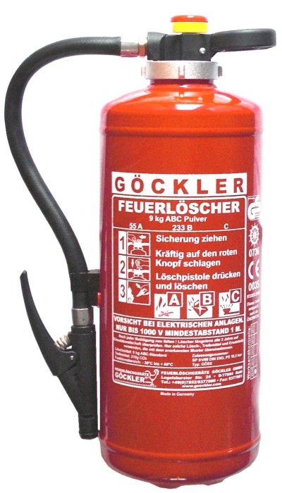 9 kg Göckler ABC-Pulver-Auflade-Feuerlöscher DIN EN 3 GS