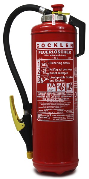 6 L Göckler -Fettbrand-Kartuschen-Auflade-Feuerlöscher DIN EN 3