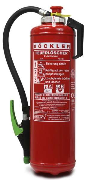 6 L Göckler-Schaum-Kartuschen-Auflade-Feuerlöscher DIN EN 3