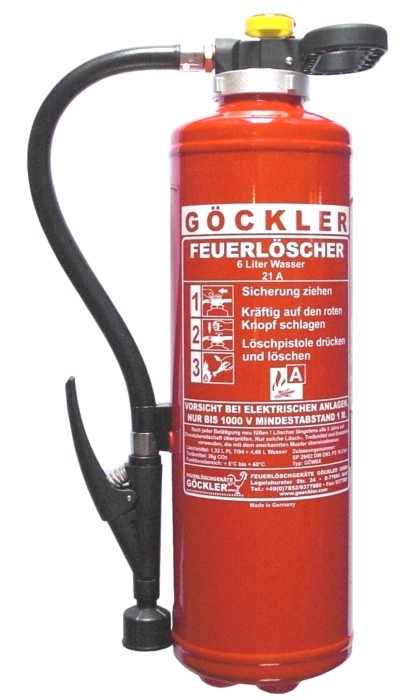 6 L Göckler Wasser-Auflade-Feuerlöscher DIN EN 3