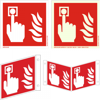 Hier klicken zur Auswahl von Göckler Brandmelder (manuel)-Schild ISO 7010 F005, von 150-200 mm in verschiedenen Materialien