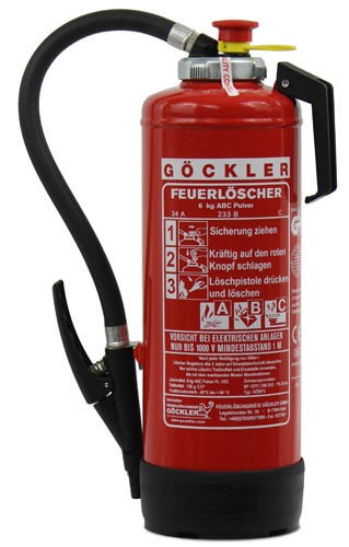 6 kg Göckler ABC-Pulver-Auflade-Feuerlöscher DIN EN 3 GS  ,  Rating: 34 A, 233 B, C = 10 LE