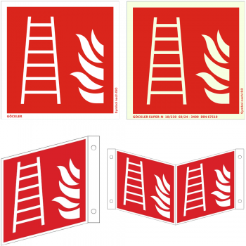 Hier klicken zur Auswahl von Göckler Leiter-Rettungsleiter-Schild ISO 7010 F003, von 150-200 mm  in verschiedenen Materialien