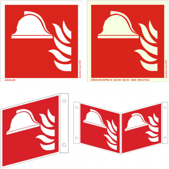 Hier klicken zur Auswahl von Göckler Mittel und Gerät zur Brandbekämpfung-Schild ISO 7010 F004 , von 150-200 mm in verschiedenen Materialien