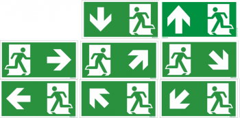 Hier klicken zur Auswahl von Göckler Flucht-Rettungswegzeichen-Schild ISO 7010 , in 300x150 mm in verschiedenen Materialien