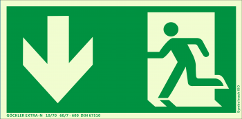 Göckler Pfeil nach unten-Notausgang-Flucht-Rettungswegzeichen-Symbol-Schild ISO 7010