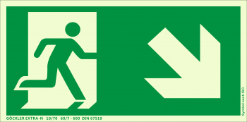 Göckler Pfeil nach rechts-abwärts-Flucht-Rettungswegzeichen-Symbol-Schild ISO 7010