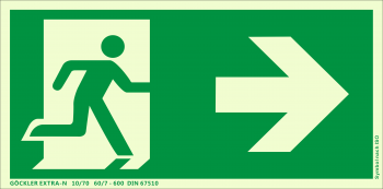 Göckler Pfeil nach rechts-Flucht-Rettungswegzeichen-Symbol-Schild  ISO 7010