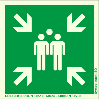 NEU Göckler Sammelstelle-Symbol-Schild BGV A8 E11, 400 x 400 mm