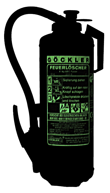 NEU 6 kg Göckler ABC- Pulver- Auflade- Feuerlöscher DIN EN 3 , GS , Rating:  55 A, 233 B, C = 15 LE , Mit nachleuchtender Beschriftung.-GÖ6PS55